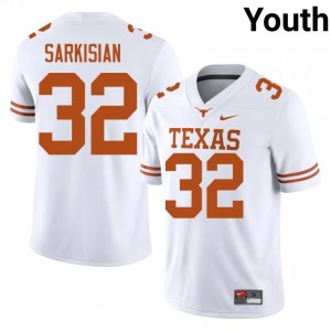 White Brady Sarkisian #32 UT Longhorns Jersey | Youth High School Football Limited Stitched 97294677