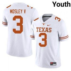 Officially Licensed Emmett Mosley V #3 Horns White Jersey | Youth University Football Stitched Fan Gear 42321253