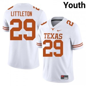 Graceson Littleton #29 UT Horns Jersey | Exclusive White College Football Youth Stitched 89344713