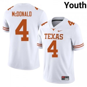 White Jelani McDonald #4 Texas Horns Jersey | Youth High School Football Limited Stitched 27513169