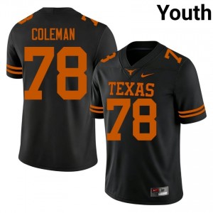 Texas Athletics Jordan Coleman #78 Black Jersey | Essential Swen NCAA Football Youth Apparel 57993840