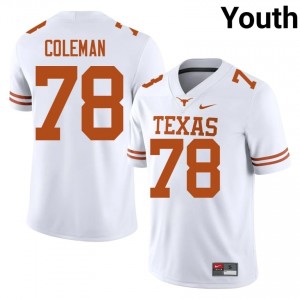 Jordan Coleman #78 Horns Jersey | Iconic White College Football Youth Stitched 66115696