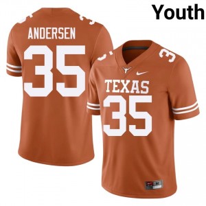 Durable Rett Andersen #35 UT Horns Orange Jersey | Youth University Football Embroidery Fan Gear 62469966