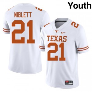 Texas Longhorns Ryan Niblett #21 White Jersey | Essential Stitched NCAA Football Youth Apparel 75725208