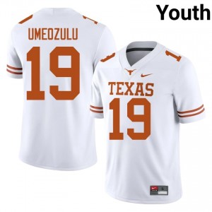 #19 Zina Umeozulu Texas Horns White Jersey | Authentic Stitched Youth Player Football Gear 67603250