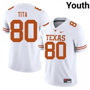 Brinley Tita #80 Texas Athletics Jersey | Iconic White College Football Youth Stitched 67399330