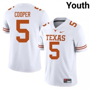 #5 Derrek Cooper UT Longhorns White Jersey | Alumni Stitched Youth Player Football Gear 84334701