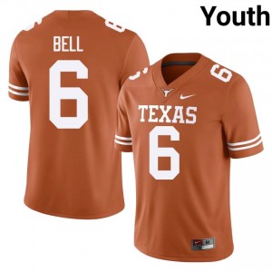 Durable Dia Bell #6 Longhorns Orange Jersey | Youth University Football Embroidery Fan Gear 68830277