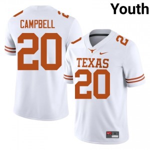 Texas Longhorns Earl Campbell #20 White Jersey | Premium Stitched NCAA Football Youth Apparel 48534004