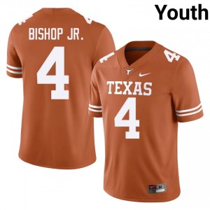 #4 Jermaine Bishop Jr. Texas Horns Orange Jersey | Authentic Embroidery Youth Player Football Gear 43404602