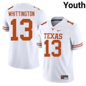 Texas Horns Jordan Whittington #13 White Jersey | Essential Stitched NCAA Football Youth Apparel 12439615