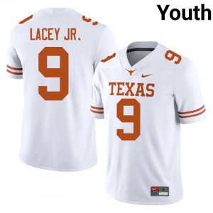 #9 Karle Lacey Jr. Texas Horns White Jersey | Elite Stitched Youth Player Football Gear 88423179
