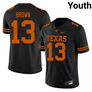 UT Horns Kohen Brown #13 Black Jersey | Genuine Stitch NCAA Football Youth Apparel 58915833