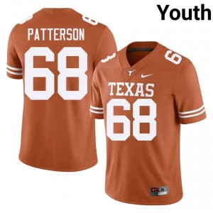 #68 Paris Patterson UT Horns Orange Jersey | Authentic Embroidery Youth Player Football Gear 15110058