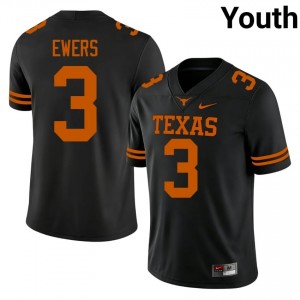 Texas Horns Quinn Ewers #3 Black Jersey | Pro Cut Stitch NCAA Football Youth Apparel 18579564