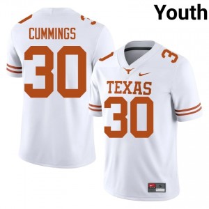 Officially Licensed Rocky Cummings #30 Texas Horns White Jersey | Youth University Football Stitched Fan Gear 25200253
