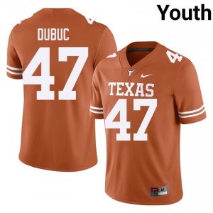 Texas Athletics Trey Dubuc #47 Orange Jersey | Genuine Embroidery NCAA Football Youth Apparel 34588852